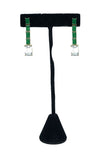 Earring 4 Green Baguettes CZ Square