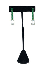 Earring 4 Green Baguettes CZ Square