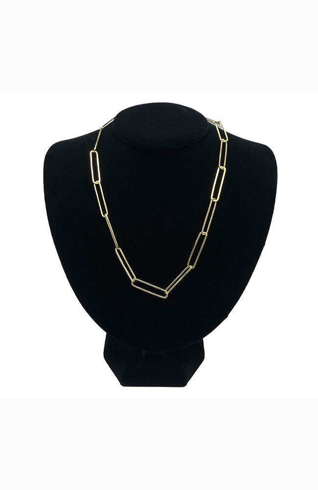 Plain Paperclip Necklace with 1 CZ PPC