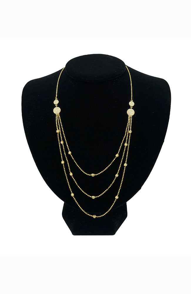 Gold Necklace 3 Layer 2 CZ Circles