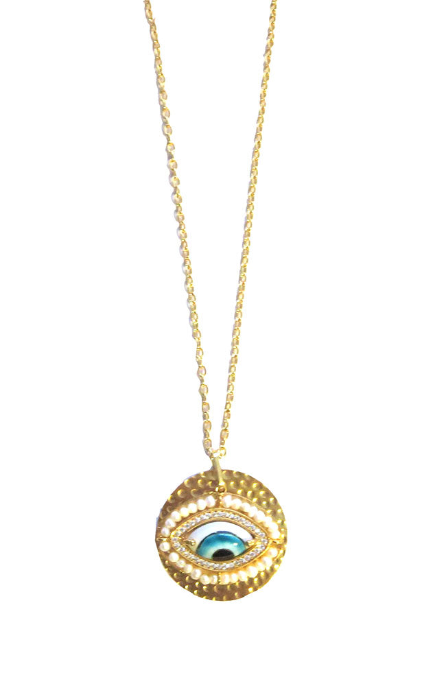 Gold Chain Gold Disc, Pearl EE