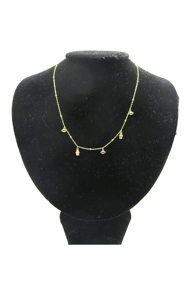 Tiny Hamsa, EE Charm Necklace