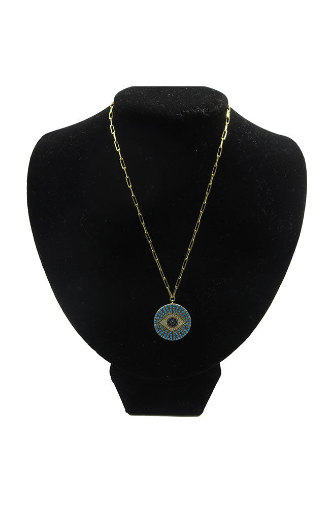 Lg Turq Disc Blue EE Necklace