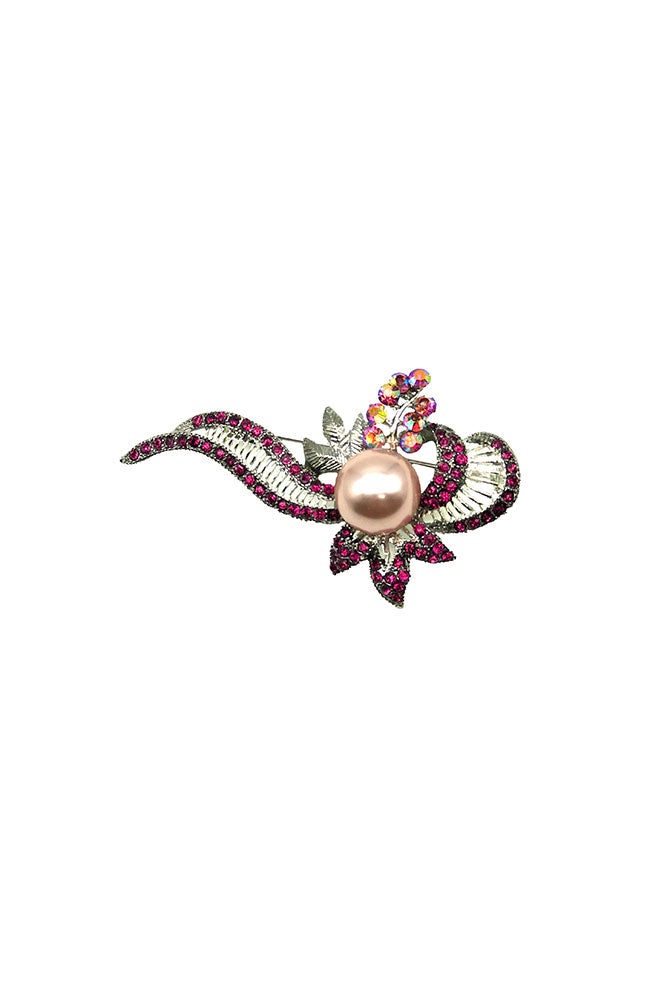 Flower Pearl Pin Red Multi
