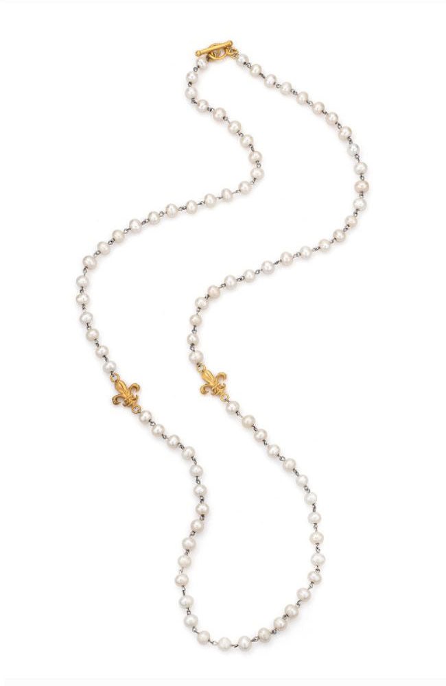 42" FW Pearl Twin Fleur Necklace
