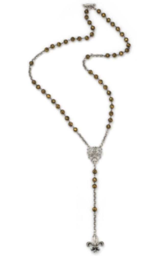 32" Golden Druzy Linkage Fleur Pendant