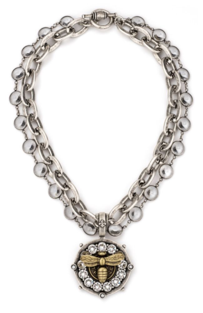 17" S.Ox. Lourdes Chain B. Ox. Miel Medallion