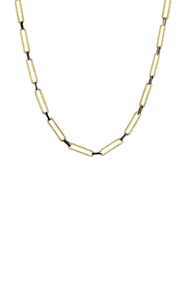 Gold Paperclip Chain with CZ