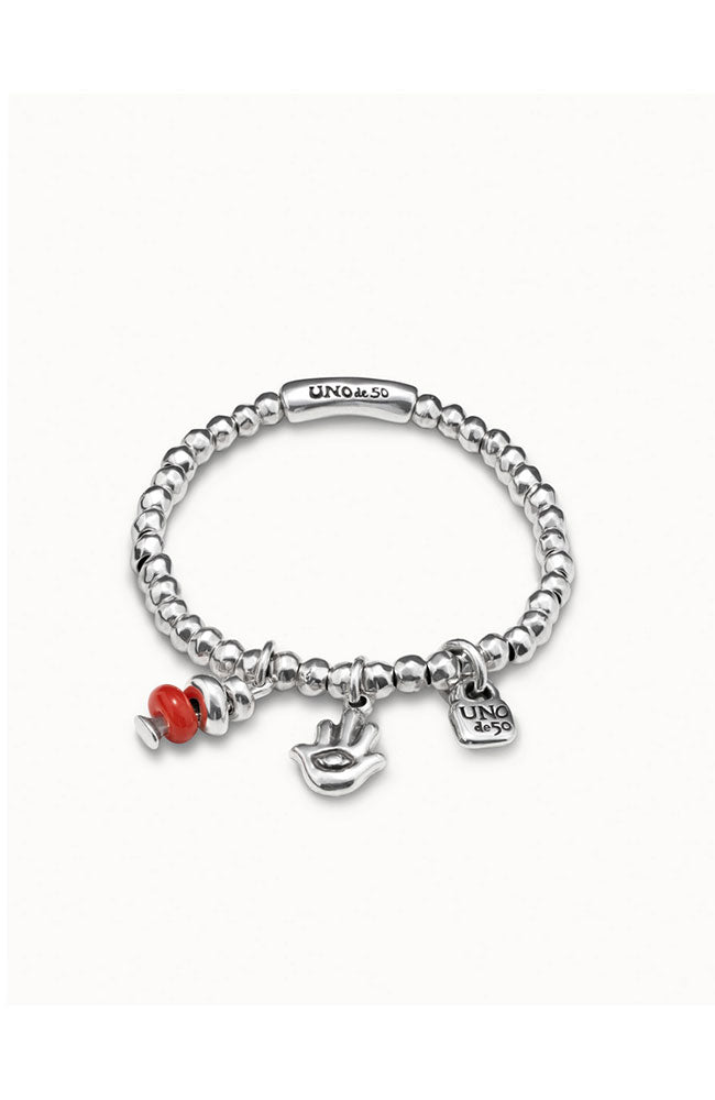 Talisman Bracelet Red Silver Charms