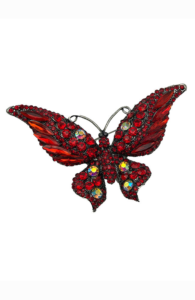 Fire Red Butterfly Pin Large