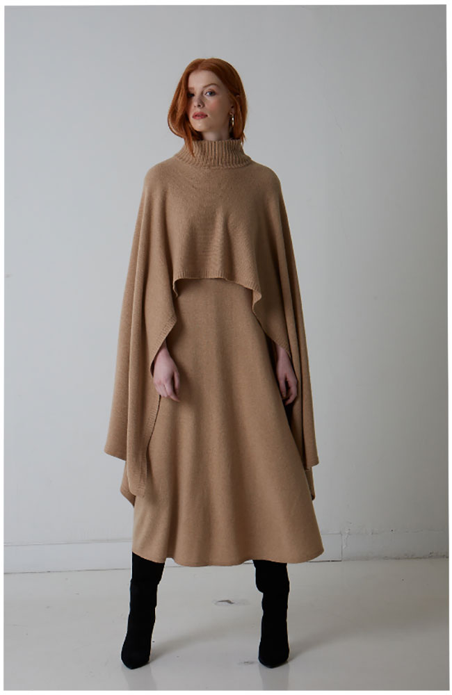 Mock Neck Poncho Cape
