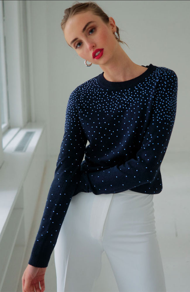 Gradient Jeweled Crew with Bow