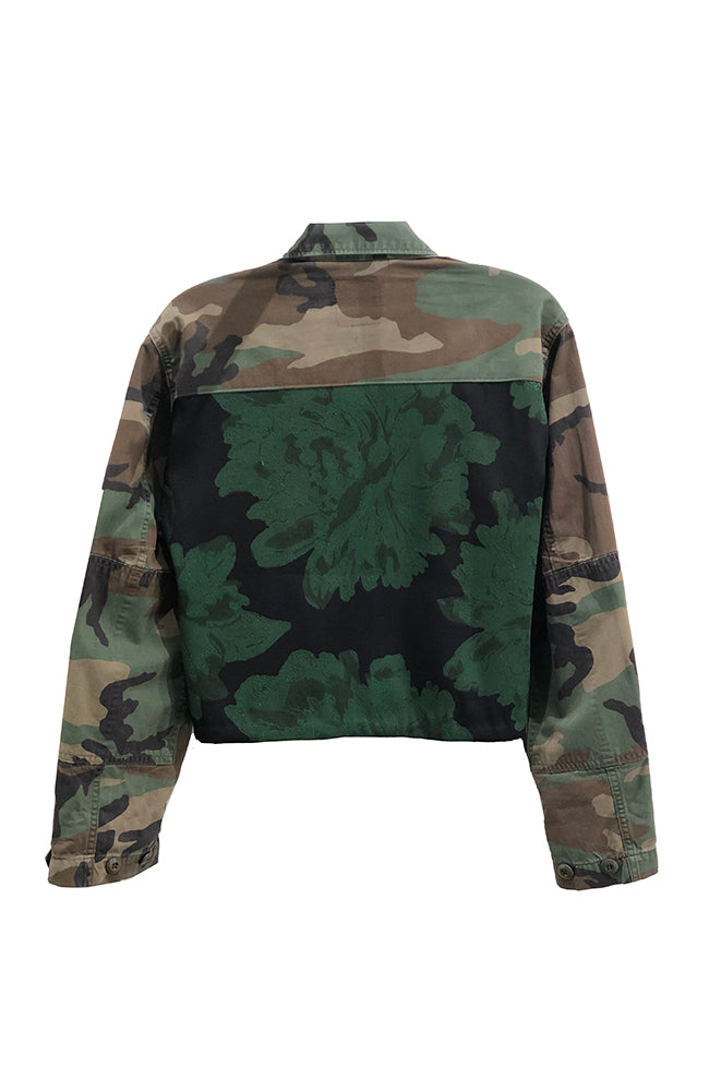 Camo Crop Jacket Blue Brocade