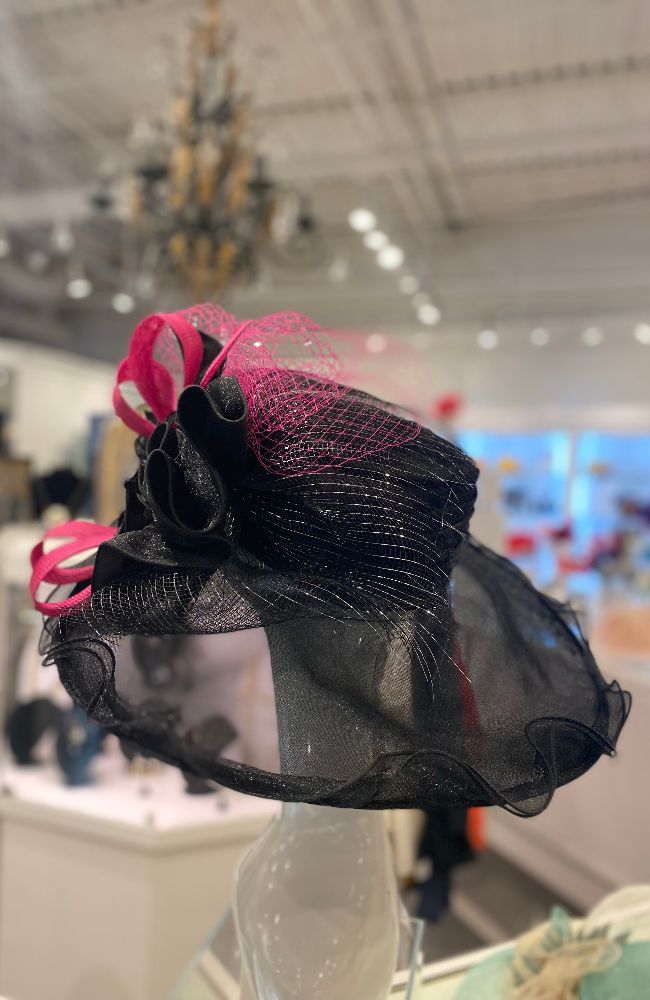 Black Pink Ribbon Hat