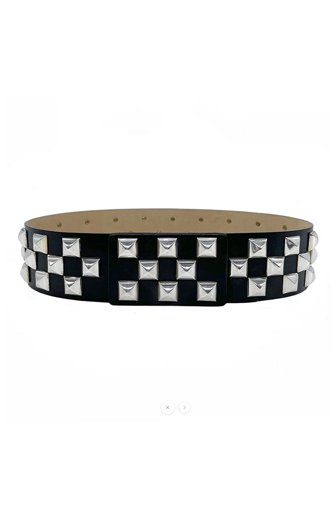 Roger 2.5" Belt with Silver Pyramids