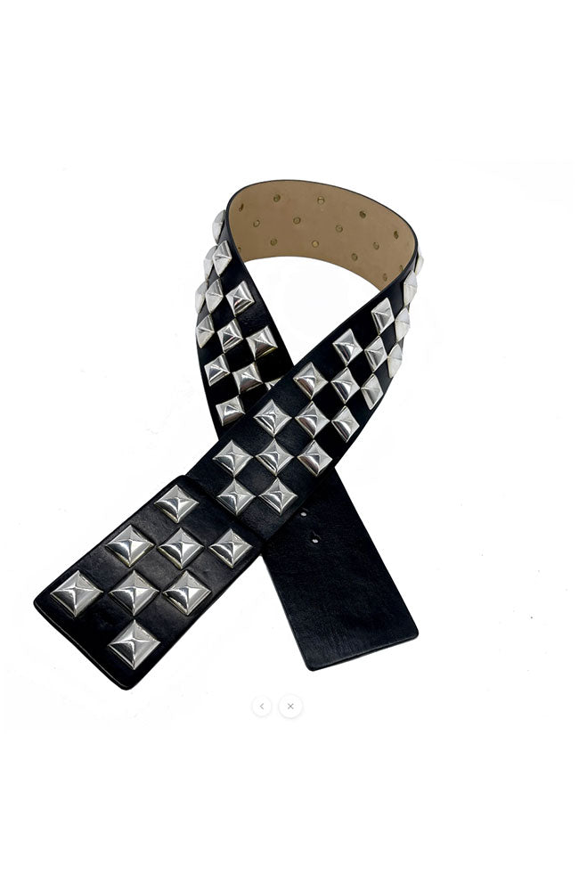 Roger 2.5" Belt with Silver Pyramids