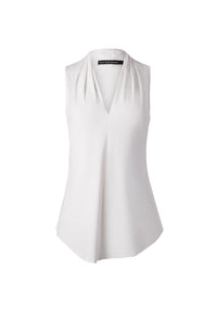 Matte Jersey Pleated V Neck Top