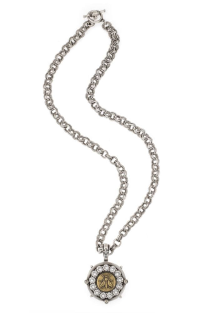 28" Silver Provance Chain with Abeille Medallion