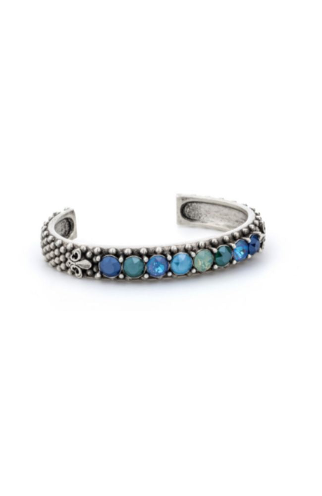 Silver Fleur De Lis Bangle Azur Mix