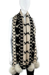 Bow Ties Narrow Scarf with Fox Poms