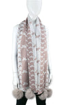 Bow Ties Narrow Scarf with Fox Poms