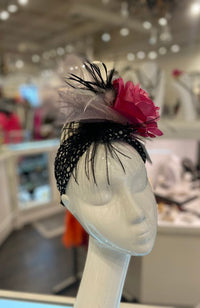 Fascinator Black White Dot