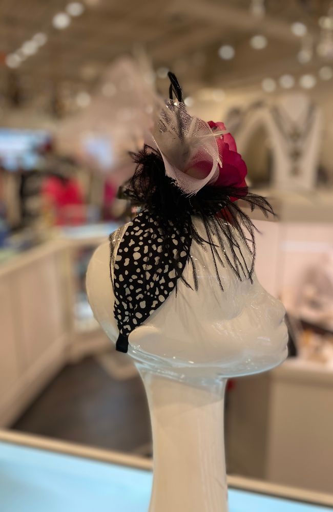 Fascinator Black White Dot