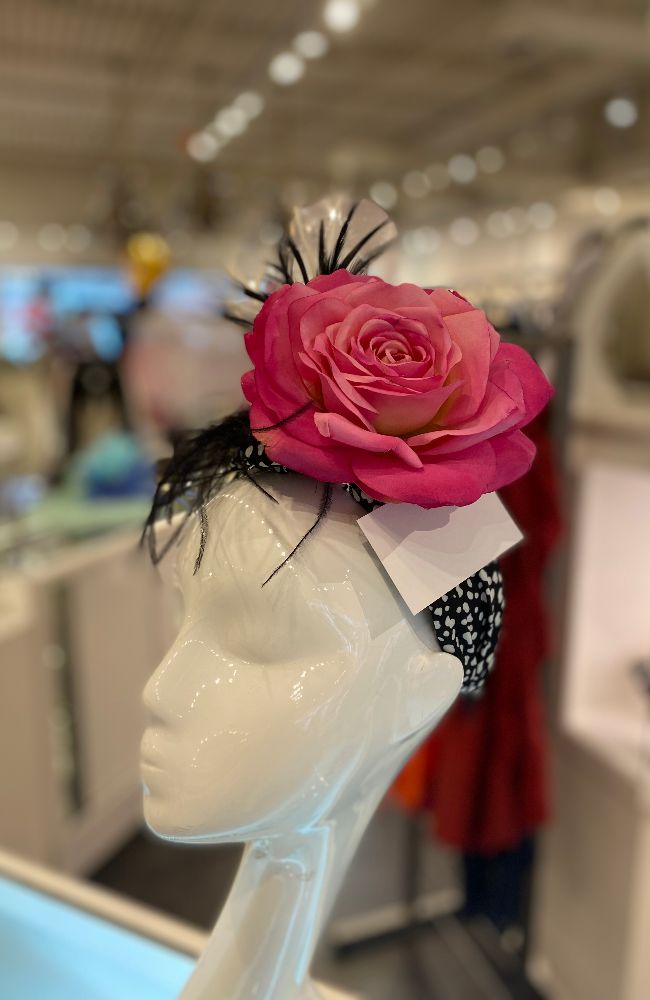 Fascinator Black White Dot