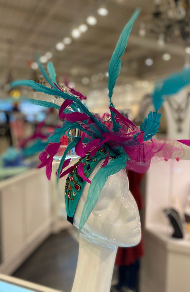 Fascinator Bejeweled Turq Pink