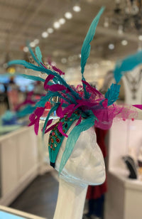 Fascinator Bejeweled Turq Pink