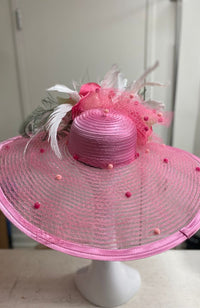 Hat Pink Dot Green Accent
