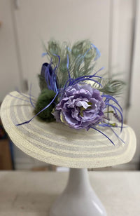 Hat Cream Green Poof