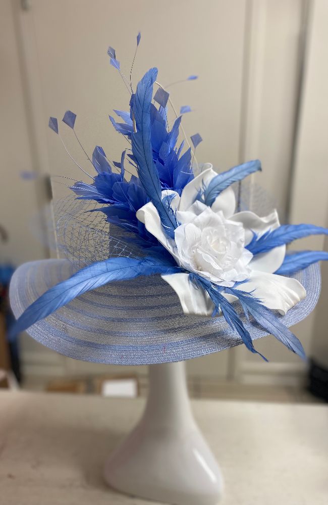 Hat Blue White Flower