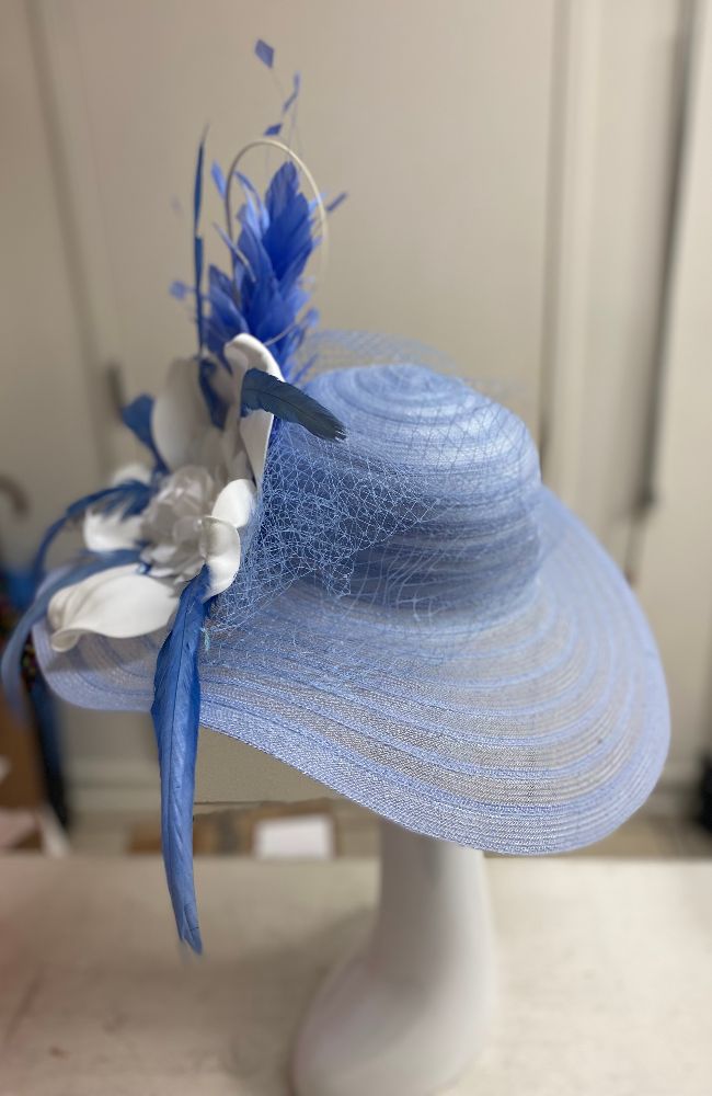 Hat Blue White Flower