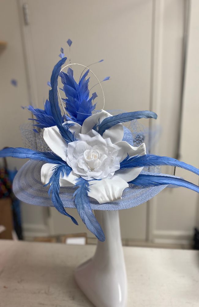 Hat Blue White Flower