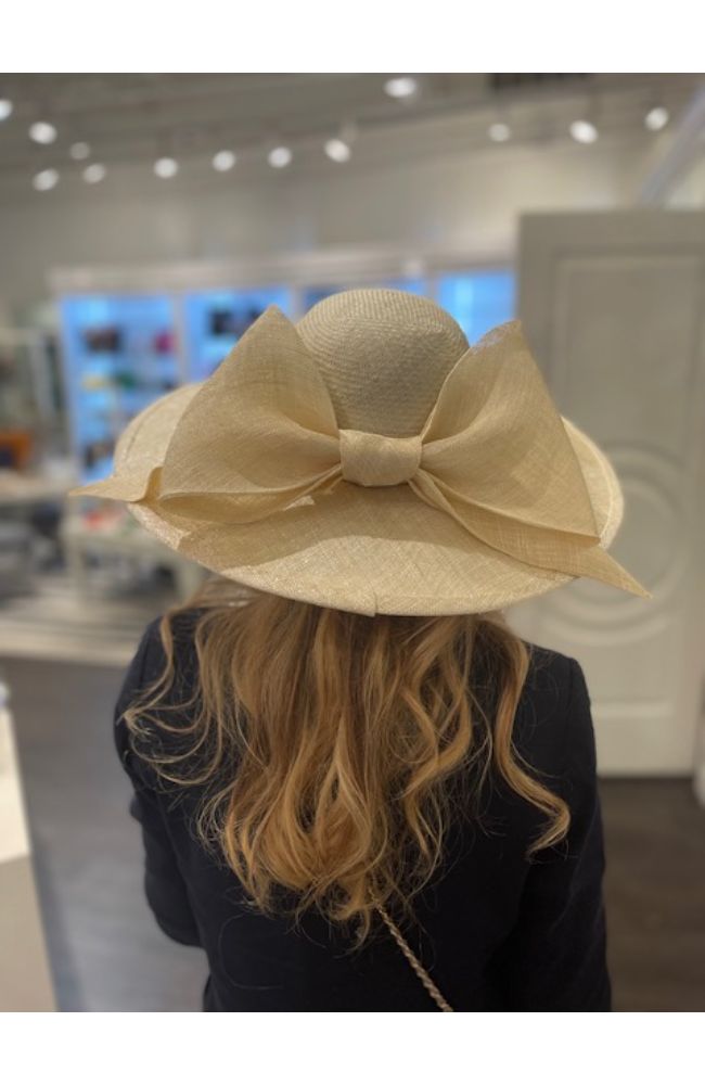 Ivory & Silver Hat with Extra Large Bow