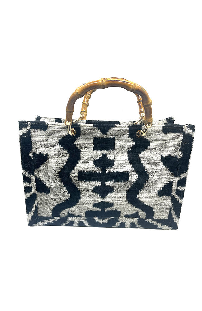 Monochrome Floral Bamboo Tote