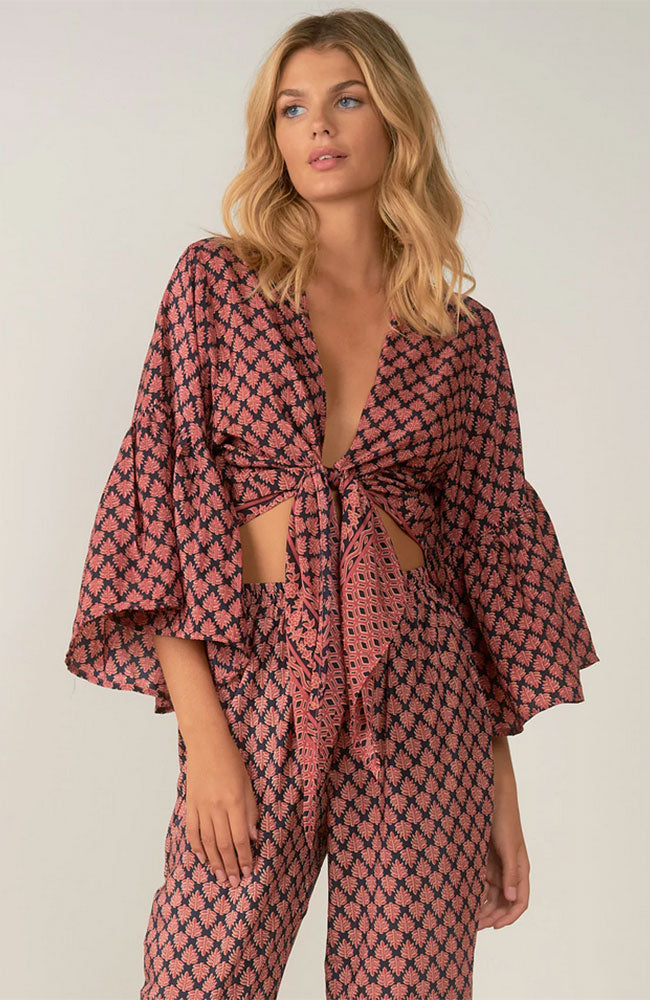 Tie Front Blouse with Bell Sleeves