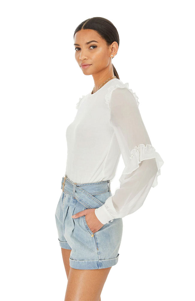 Joni Silk Ruffle Sleeve Top