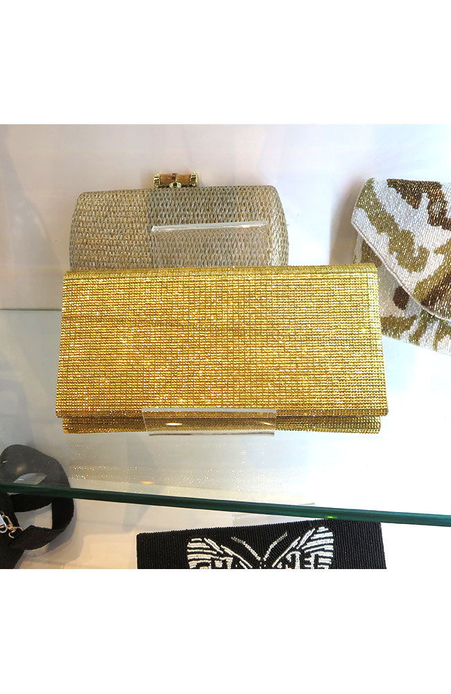 Gold Flat Beaded Clutch