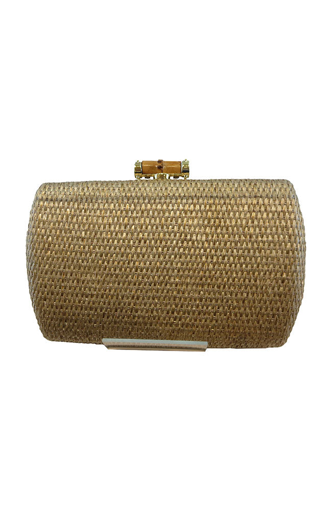 Gold Rafia Large Frame Clutch