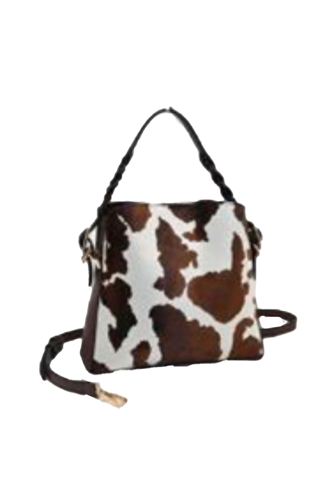 Italian Cow Print Bucket Brown Combo