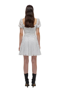 White Crinkle Dot Mini Dress