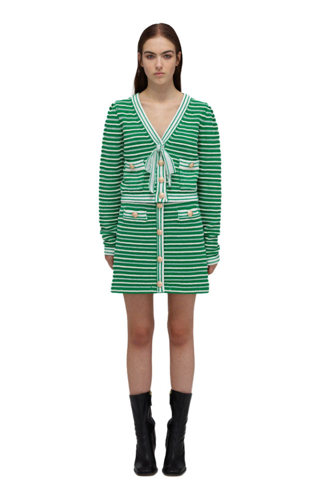 Green Rope Knit Cardigan