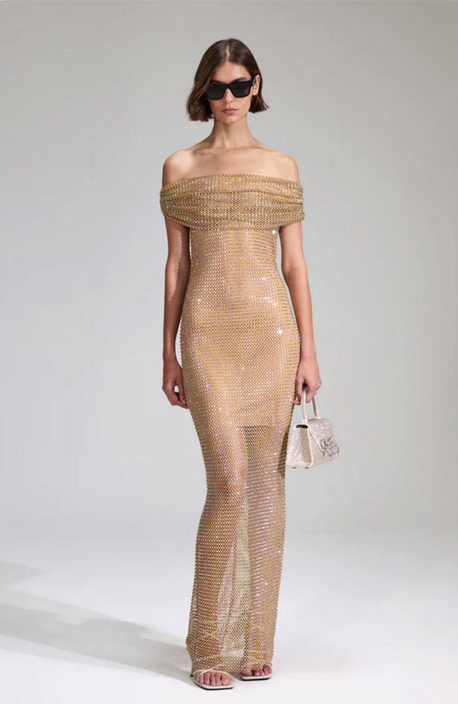 Hotfix Fishnet Maxi Dress