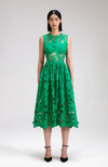 3D Cotton Lace Midi Dress