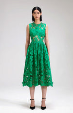 3D Cotton Lace Midi Dress