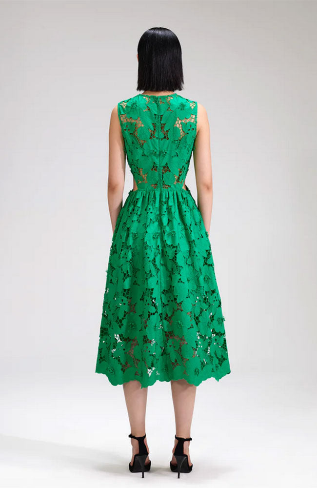 3D Cotton Lace Midi Dress