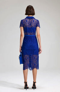 Rose Lace Button Midi Dress