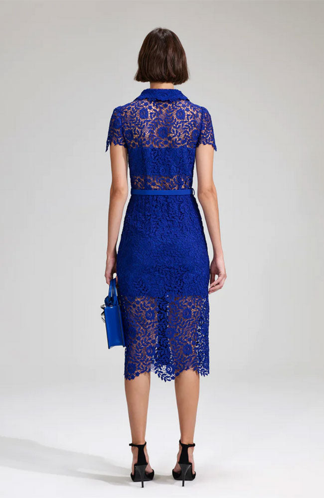 Rose Lace Button Midi Dress